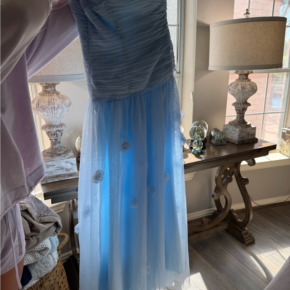Strapless Light Blue Evening Dress - Picture 3 of 3